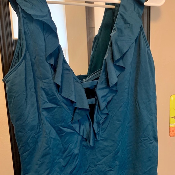 Blue One Peice Ruffle Swim - Picture 5 of 5